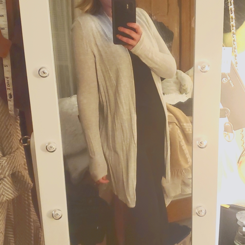 Heather Grey Cypress Open Front Cardigan Size Large